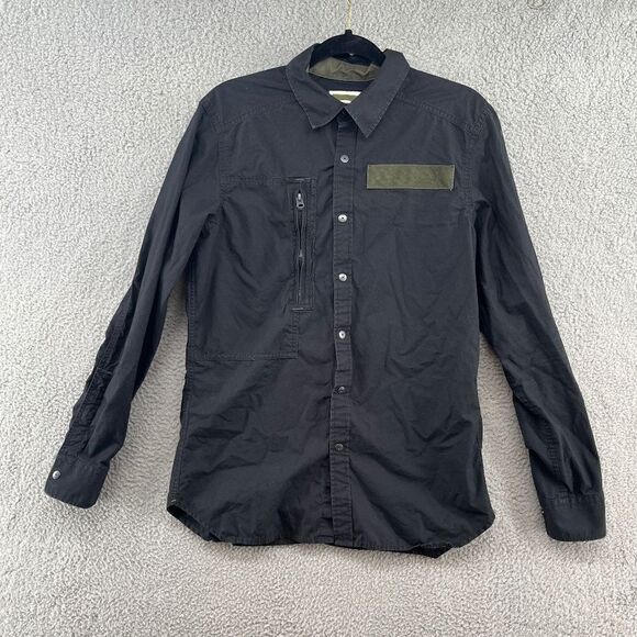 G-Star Raw Powel 3D Shirt Men’s Large Snap Front Long Sleeve Black - Picture 1 of 13